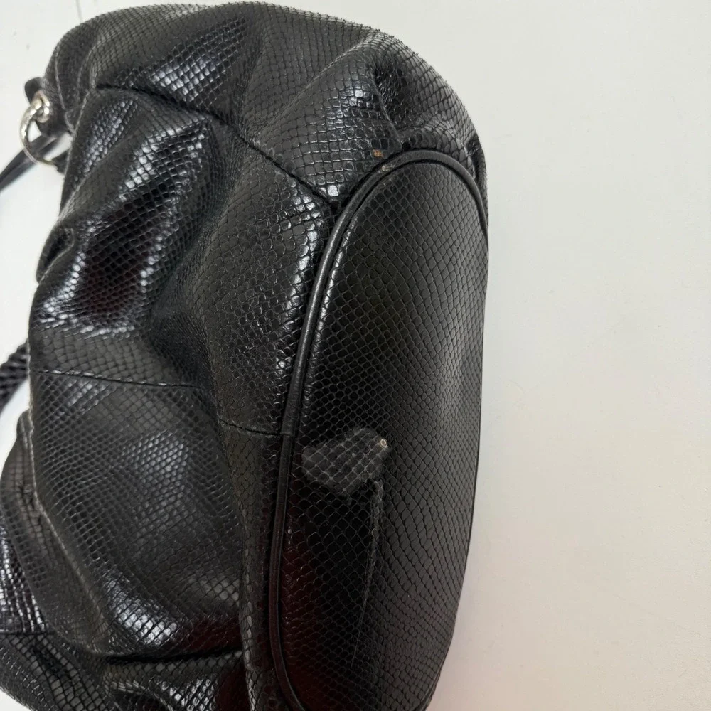Brighton Black Leather Purse Bag Snake‎ Skin Cheetah Inside